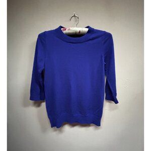 Norkswear Merino Women's Merino Wool Knit Pullover Sweater Small 3/4 Sleeve Blue